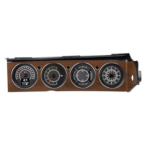 Gauge Kit - RTX Series - Analog - Fuel / Oil Pressure / Speedometer / Tachometer / Voltmeter / Water Temperature - Black Face - Mopar E-Body 1970-74 - Kit