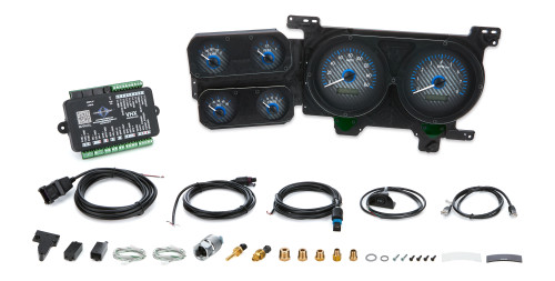 Gauge Kit - VHX Series - Analog - Fuel / Oil Pressure / Speedometer / Tachometer / Voltmeter / Water Temperature - Carbon Fiber / Blue Face - GM Fullsize Truck 1973-87 - Kit