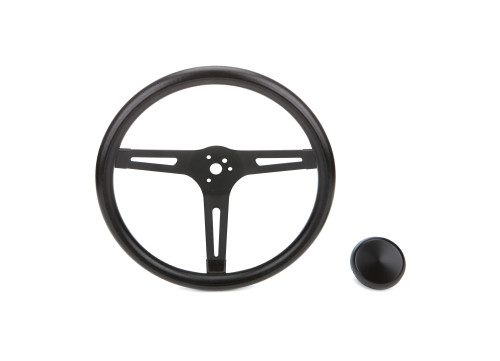 Steering Wheel - Classic Series - 13.5 in Diameter - 3.5 in Dish - 3-Spoke - Black Foam Grip - Steel - Black Powder Coat - Each Steering Wheel - Classic Series - 13.5 in Diameter - 3.5 in Dish - 3-Spoke - Black Foam Grip - Steel - Black Powder Coat - Each