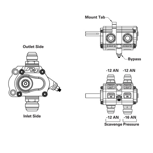 Oil Pump - R4 - Dry Sump - 2 Stage - External - High Volume - Left Side - Universal - Each Oil Pump - R4 - Dry Sump - 2 Stage - External - High Volume - Left Side - Universal - Each