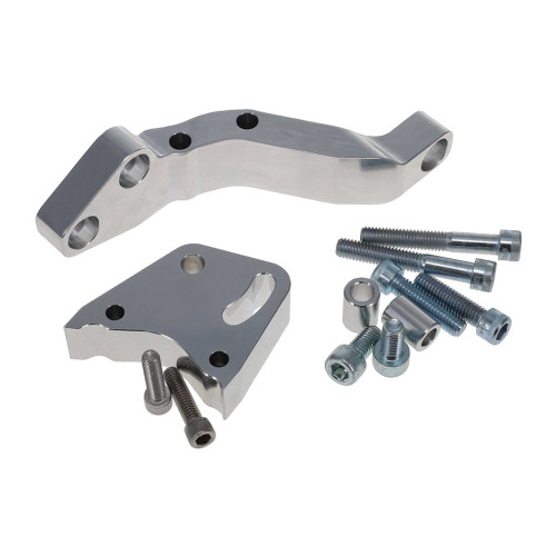 Oil Pump Bracket - External - Dry Sump - Passenger Side Mount - Aluminum - Clear Anodized - GM LS-Series - Kit