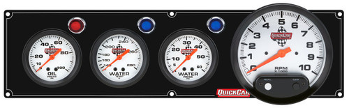 Gauge Panel Assembly - Legend Series - Plain Panel - Oil Pressure / Water Temperature / Water Pressure / 5 in Tachometer - 2-5/8 in Diameter - White Face - Warning Light - Kit