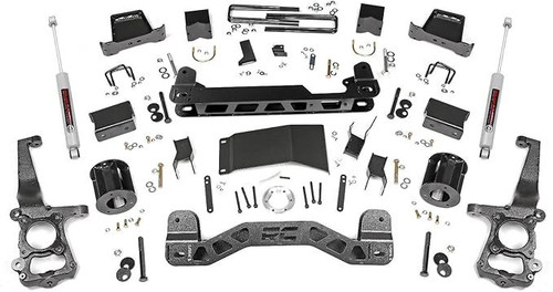 Suspension Lift Kit - 6 in Lift - Knuckles / Spacers / Crossmembers / Brackets / Spring Blocks / Hardware / Shocks - Ford Fullsize Truck 2015-20 - Kit