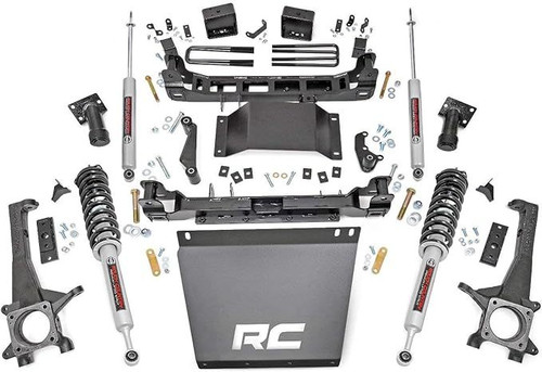 Suspension Lift Kit - 6 in Lift - Knuckles / Spacers / Crossmembers / Brackets / Crossmembers / Skid Plates / Steering Stops / Bump Stops / Spring Blocks / Shims / Shocks / Struts / Hardware - Toyota Midsize Truck 2016-23 - Kit