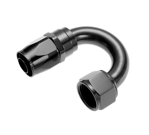 Fitting - Hose End - 1180 Series - 180 Degree - 6 AN Hose to 6 AN Female - Swivel - Aluminum - Black Anodized - Each Fitting - Hose End - 1180 Series - 180 Degree - 6 AN Hose to 6 AN Female - Swivel - Aluminum - Black Anodized - Each