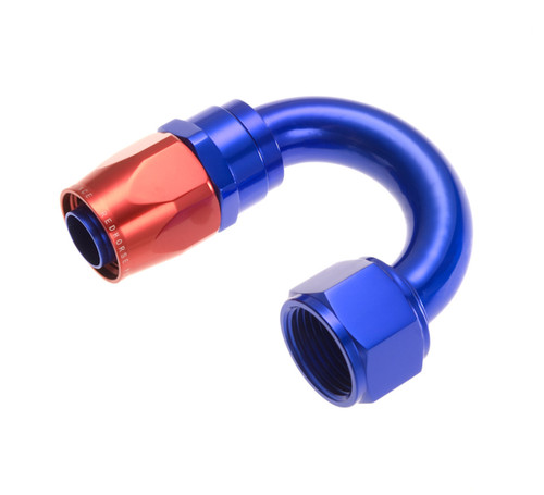 Fitting - Hose End - 1180 Series - 180 Degree - 10 AN Hose to 10 AN Female - Swivel - Aluminum - Blue / Red Anodized - Each