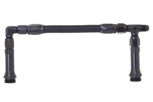 Carburetor Fuel Line - 5150 Series - 6 AN Male Inlet - Dual 7/8-20 in Male Outlets - Braided Stainless Hose - Black Anodized - 4150 Carburetors - Kit