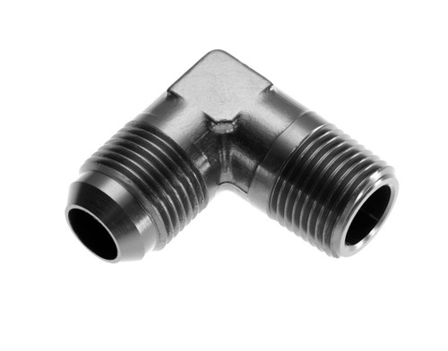 Fitting - Adapter - 822 Series - 90 Degree - 8 AN Male to 3/8 in NPT Male - Aluminum - Black Anodized - Each