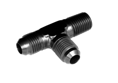 Fitting - Adapter Tee - 826 Series - 4 AN Male x 4 AN Male x 1/8 in NPT Male - Aluminum - Black Anodized - Each