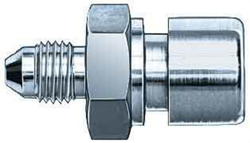 Fitting - Adapter - Straight - 3/8-24 in Inverted Flare Female to 3 AN Male - Steel - Zinc Oxide - 3/16 in Hardline - Pair