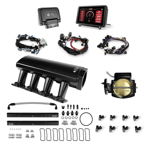 Fuel Injection - Jackpot LS EFI - Multi Port - 36 lb/hr Injectors - 92 mm Throttle Body - Aluminum - Black Anodized - GM LS-Series - Kit