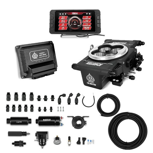 Fuel Injection - Killshot EFI - Throttle Body - Square Bore - Computer / Fittings / Fuel Pump / Fuel Pressure Regulator / Wiring Harness - Aluminum - Black Ceramic Coating - Universal - Kit Fuel Injection - Killshot EFI - Throttle Body - Square Bore - Computer / Fittings / Fuel Pump / Fuel Pressure Regulator / Wiring Harness - Aluminum - Black Ceramic Coating - Universal - Kit
