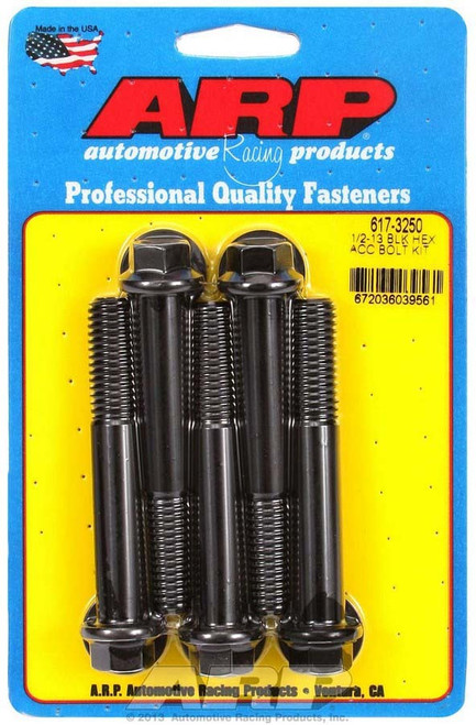 Bolt - 1/2-13 in Thread - 3.250 in Long - 9/16 in Hex Head - Chromoly - Black Oxide - Universal - Set of 5