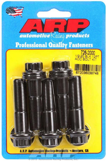 Bolt - 1/2-20 in Thread - 2.000 in Long - 9/16 in 12 Point Head - Chromoly - Black Oxide - Universal - Set of 5