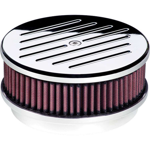 Air Cleaner Assembly - 6.375 in Round - 3 in Tall - 5-1/8 in Carb Flange - Raised Base - Ball Milled - Aluminum - Polished - Kit
