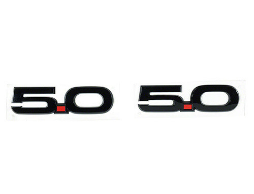 Emblem - 5.0 - Plastic - Black / Red - Ford Mustang 2015-23 - Pair