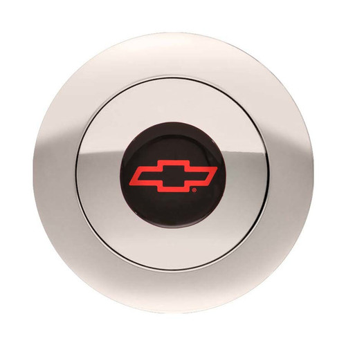 Horn Button - GT9 - Chevy Bowtie Logo - Aluminum - Polished - 9-Bolt Steering Wheels - Each