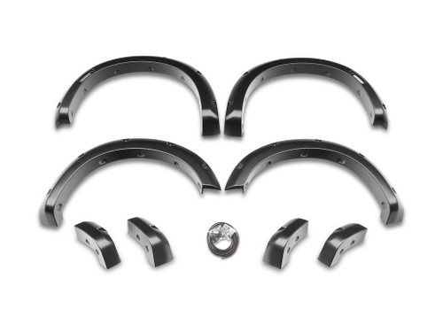 Fender Flare - Pocket Style - Front / Rear - 2 in Wide Front - 1.75 in Wide Rear - Plastic - Black - GM Fullsize Truck 2014-19 - Kit