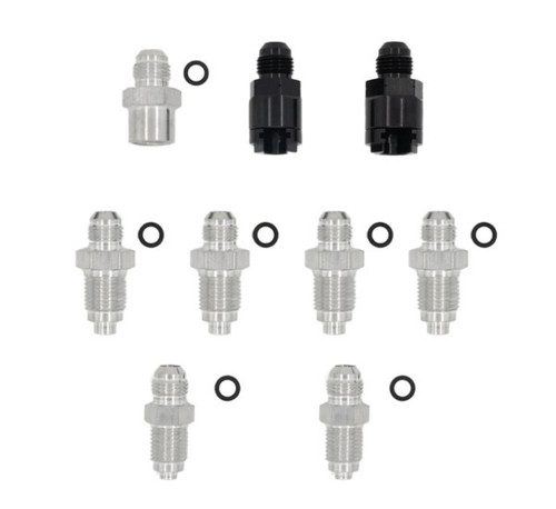 Fitting - Adapter - Straight - Aluminum - Black / Clear Anodized - Fuel Line Fittings - GM LS-Series - Kit
