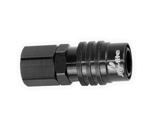 Fitting - Quick Disconnect - 5000 Series - Straight - 8 AN Female to Female Quick Disconnect - Valved - Aluminum - Black Anodized - Each