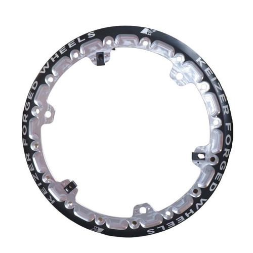 Beadlock Ring - Quick Turn / Bolt-On - 6 Tab - Forged - Aluminum - Black Anodized - Keizer 15 in Wheels - Each