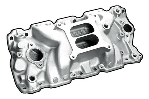 Intake Manifold - Typhoon - Square Bore - Dual Plane - Aluminum - Natural - Small Block Chevy - Each Intake Manifold - Typhoon - Square Bore - Dual Plane - Aluminum - Natural - Small Block Chevy - Each