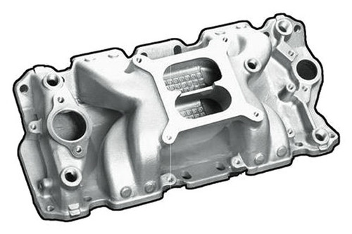 Intake Manifold - Crosswind - Square Bore - Dual Plane - Aluminum - Satin - Small Block Chevy - Each