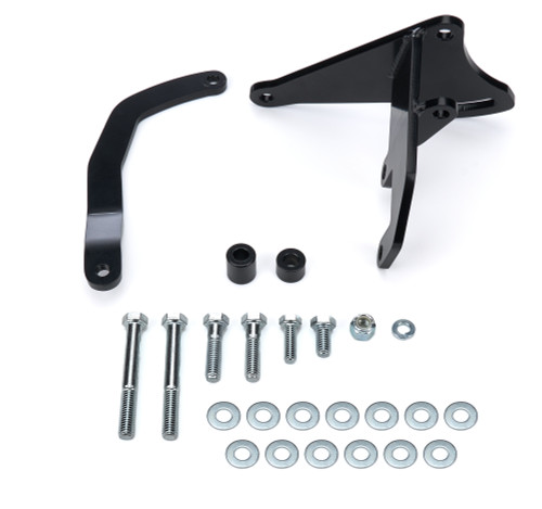 Alternator Bracket - Driver Side - High Mount - Water Pump Mount - Steel - Black Powder Coat - Short Water Pump - GM 10SI / 12SI / CS130 Alternators - Small Block Chevy - Kit