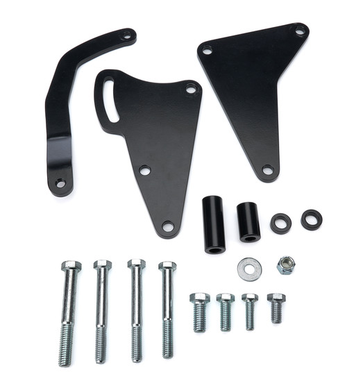 Alternator Bracket - Driver Side - High Mount - Water Pump Mount - Steel - Black Powder Coat - Short Water Pump - GM 10SI / 12SI / CS130 Alternators - Big Block Chevy - Kit