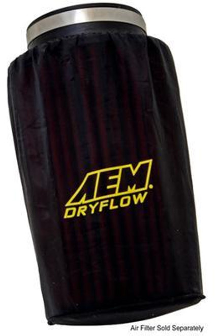 Air Filter Wrap - DryFlow - Reusable - 6 in OD Base - 5-1/4 in OD Top - 9 in Tall - Silicone Treated - Polyester - Black - Each Air Filter Wrap - DryFlow - Reusable - 6 in OD Base - 5-1/4 in OD Top - 9 in Tall - Silicone Treated - Polyester - Black - Each