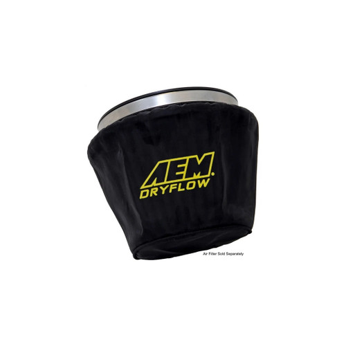 Air Filter Wrap - DryFlow - Reusable - 7-1/2 in OD Base - 5 in OD Top - 5 in Tall - Silicone Treated - Polyester - Black - Each