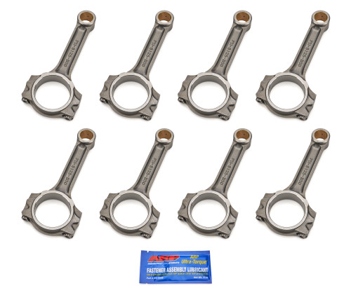 Connecting Rod - I Beam - 6.125 in Long - Bushed - 7/16 in Cap Screws - ARP2000 Bolt - Forged - Steel - GM LS-Series - Set of 8