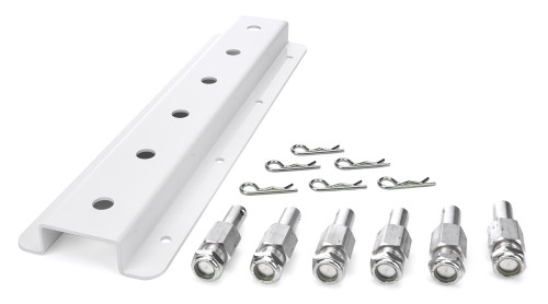Shock Rack - Single Row - Wall Mount - 15 in Long - 6 Shock Capacity - Aluminum - White Powder Coat - Each
