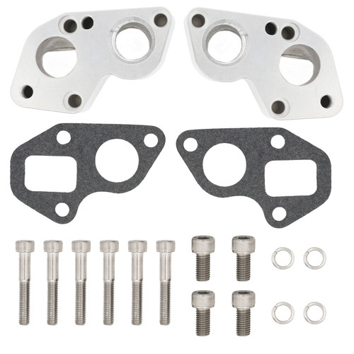 Water Pump Adapter - GM LT-Series Electric Water Pump to Big Block Chevy - 12 AN Female O-Ring Ports - Gaskets Included - Aluminum - Clear Anodized - Pair