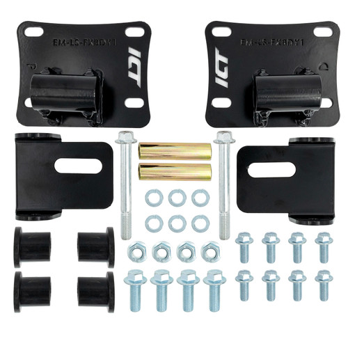 Motor Mount - Bolt-On - Steel - Black Powder Coat - GM LS-Series - Ford Mustang 1978-2004 - Kit
