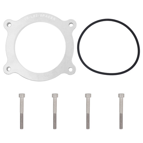 Throttle Body Spacer - 1/2 in Thick - O-Ring / Hardware - Aluminum - Clear Anodized - GM LS-Series - Each