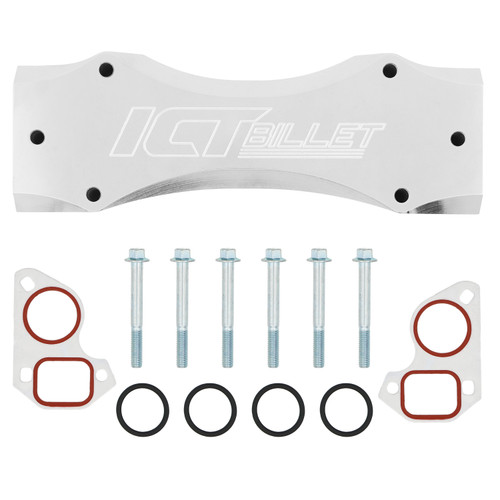 Water Manifold - 16 AN Female Inlet / Outlet - O-Rings / Hardware Included - Aluminum - Clear Anodized - GM LS-Series - Each