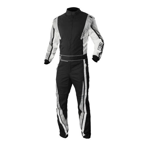 Driving Suit - Victory - 1-Piece - SFI 3.2A/1 - Single Layer - Proban - Black / White / Gray - 3X-Small - Each