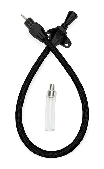 Transmission Dipstick - Hi-Tech - Firewall Mount - Flexible - Braided Stainless - Aluminum - Black Anodized - 4L60E - Each