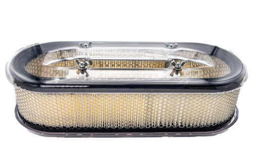 Air Cleaner Assembly - 17.62 x 7.19 in Oval - 4 in Element - Flat Base - Plastic - Clear - Kit