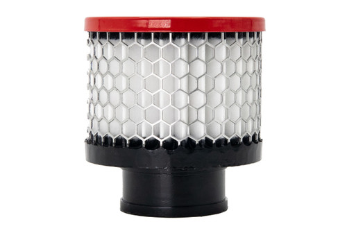 Breather - Clamp-On - Round - 1.38 in OD Tube - Reusable - Aluminum - Red Powder Coat - Each