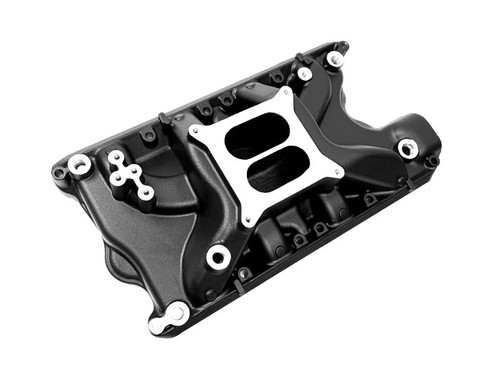 Intake Manifold - Typhoon - Square Bore - Dual Plane - Rectangle Port - Aluminum - Black Paint - Small Block Ford - Each