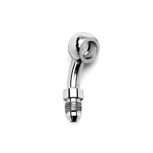 Fitting - Adapter - 35 Degree - 3 AN Male to 10 mm Banjo - Stainless - Chrome Plated - Each Fitting - Adapter - 35 Degree - 3 AN Male to 10 mm Banjo - Stainless - Chrome Plated - Each