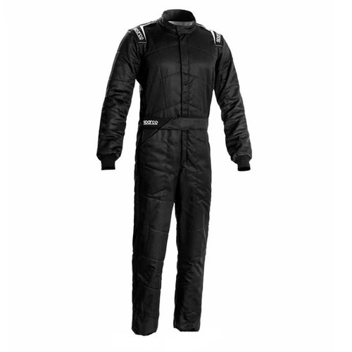 Driving Suit - Sprint - 1-Piece - SFI 3.2A/5 - FIA Approved - Double Layer - Fire Retardant Cotton - Black - Size 50 - Small / Medium - Each