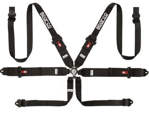 Harness - Competition - 6 Point - Camlock - FIA Approved - Pull Down Adjust - Clip-In - Individual Harness - Black - Kit