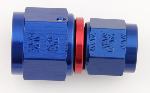 Fitting - Adapter - Straight - 8 AN Female Swivel to 6 AN Female Swivel - Aluminum - Blue / Red Anodized - Each