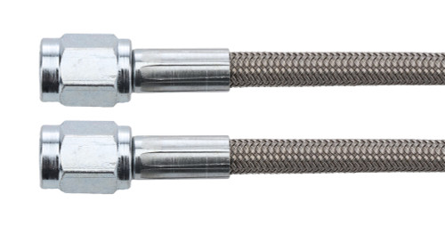 AN Hose Assembly - 16 in Long - 3 AN Hose - 3 AN Straight Female to 3 AN Straight Female - Braided Stainless - PTFE Lined - Each