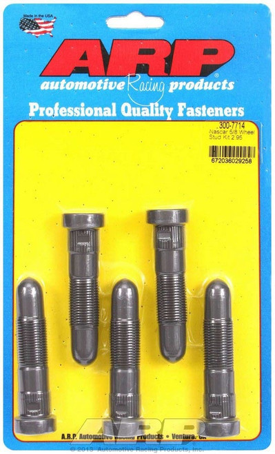 Wheel Stud - NASCAR Speed Stud - 5/8-18 in Thread - 2.95 in Long - 0.660 in Knurl - Chromoly - Black Oxide - Set of 5
