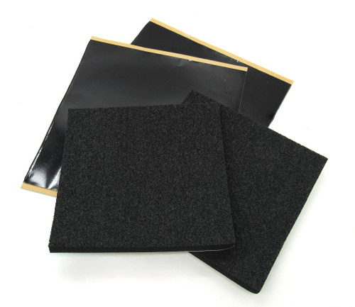 Heat and Sound Barrier - Two 8 x 7 in Sheets - Two 10 x 10 in Sheets - 2 mm Thick - Rubber - Black - Kit