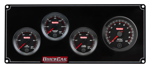 Gauge Panel Assembly - Redline - Oil Pressure / Water Temperature / Fuel Pressure / Tachometer - 0-100 psi Fuel Pressure - Black Face - Aluminum - Black - Kit